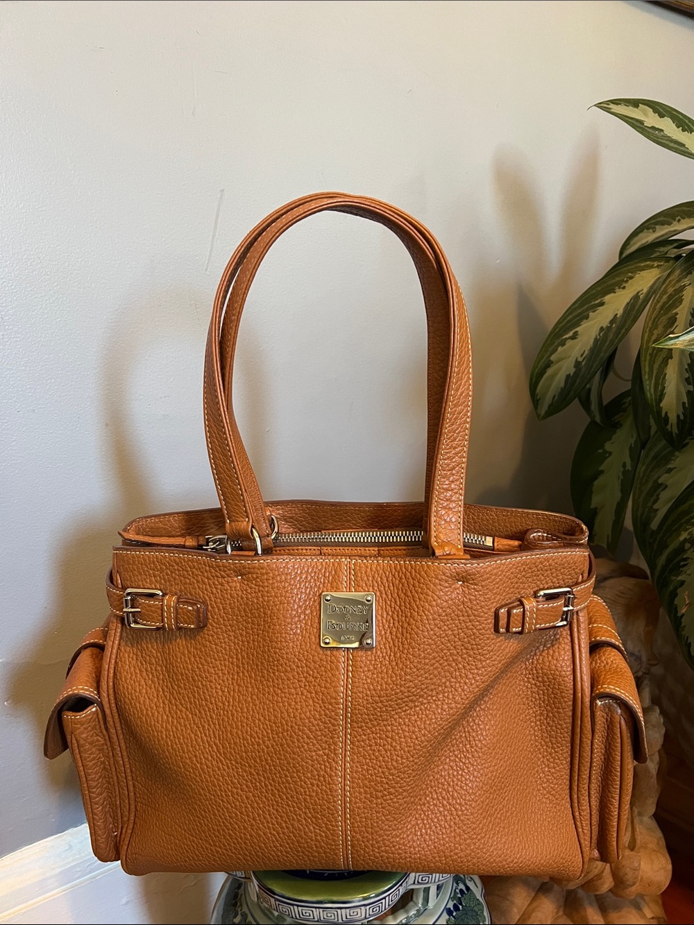 Dooney & Bourke Tan Pebbled Leather Shoulder Bag